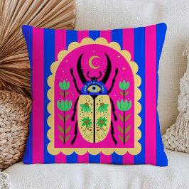 Cojín Decorativo Escarabajo del Ojo Malo Insecto Celeste Rayado Col