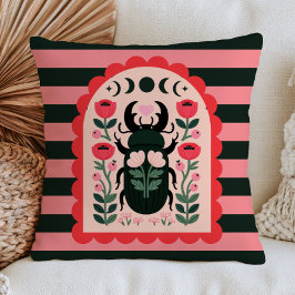 Cojín Decorativo Escarabajo Floral Celestial Arte Folclórico Insect