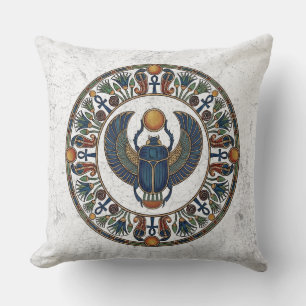 Cojín Decorativo Escarabajo Sagrado de Khepri: Símbolo de Renacimie