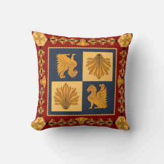 Cojín Decorativo Escarcha con leones dorados sentados. Elementos se