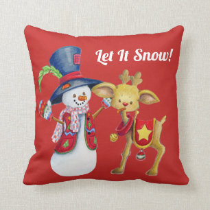 Cojín Decorativo Escarchado el muñeco de nieve del invierno