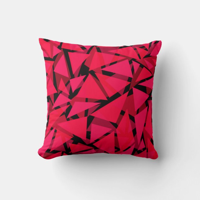 Cojín Decorativo escarlata patrón rojo brillante, geométrico, abstr (Anverso)