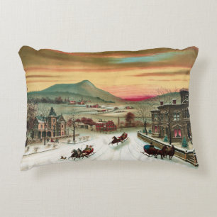 Cojín Decorativo Escena americana del invierno del vintage