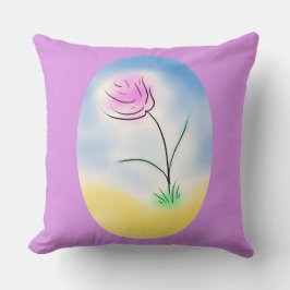Cojín Decorativo Escena Cameo estilizada de una flor rosa feliz