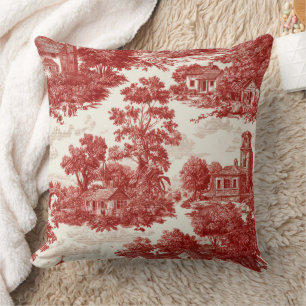 Cojín Decorativo Escena Campestre de Toile Rojo (8)