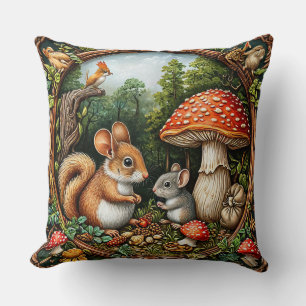 Cojín Decorativo Escena caprichosa de la naturaleza con ardilla
