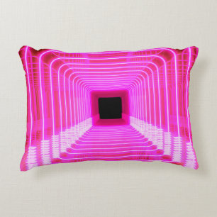 Cojín Decorativo Escena de arte pop de ciencia ficción rosa moderno