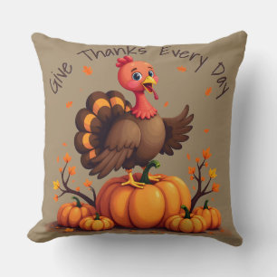 Cojín Decorativo Escena de calabazas de otoño del Día de Acción de 