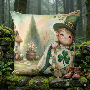 Cojín Decorativo Escena de colcha de patchwork Cottage Leprechaun