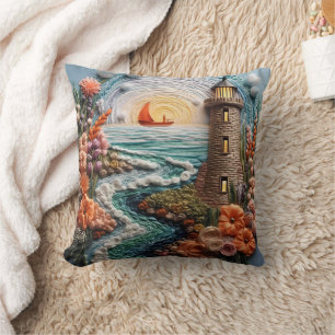 Cojín Decorativo Escena de faro 3D