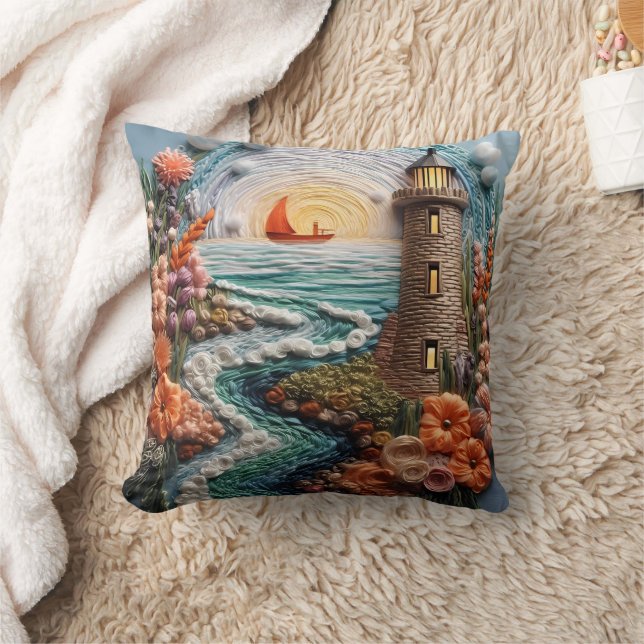Cojín Decorativo Escena de faro 3D (Manta)