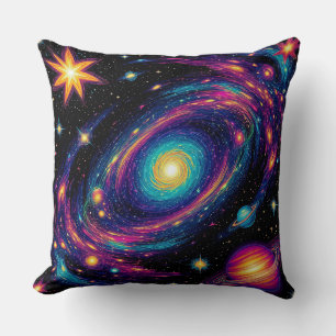 Cojín Decorativo Escena de galaxia abstracta con estrellas, planeta