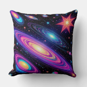 Cojín Decorativo Escena de galaxia abstracta con estrellas, planeta