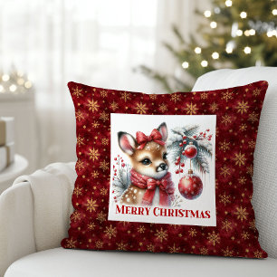 Cojín Decorativo Escena de invierno de ciervo bebé acogedor decorac