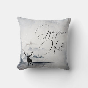 Cojín Decorativo Escena de invierno Joyeux Noel Venado grande