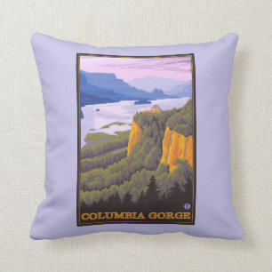 Cojín Decorativo Escena de la garganta del río Columbia con el