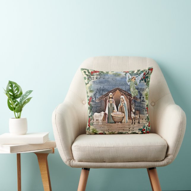 Cojín Decorativo Escena de la Natividad, alegría para el mundo, (Silla)