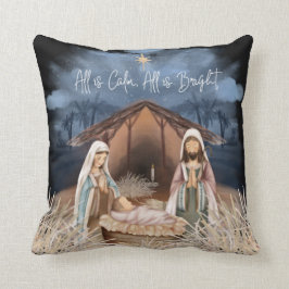 Cojín Decorativo Escena de la Natividad Todo es calma, sólo letras 