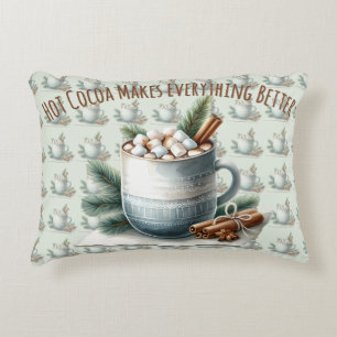 Cojín Decorativo Escena de malvavisco de cacao invernal acogedor
