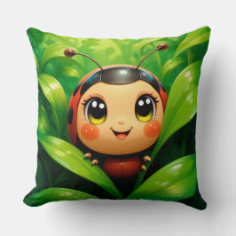 Cojín Decorativo 🐞 Escena de mariquita en la naturaleza para espac