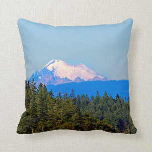 Cojín Decorativo Escena de montaña, árboles, nieve, eververdes