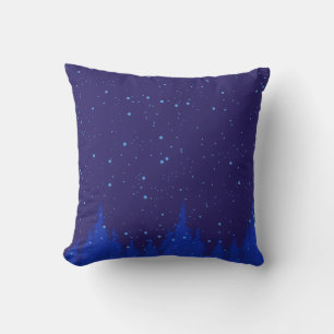 Cojín Decorativo Escena de Navidades azules monocromáticos con niev