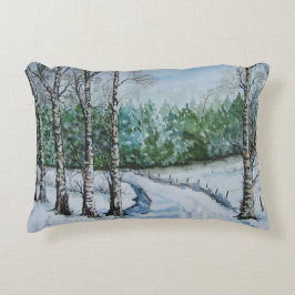 Cojín Decorativo Escena de nieve Birch de Invierno