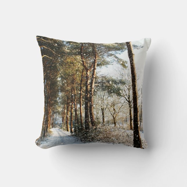 Cojín Decorativo Escena de nieve forestal tpcna (Anverso)