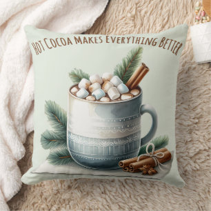 Cojín Decorativo Escena de taza de malvavisco de cacao invernal aco