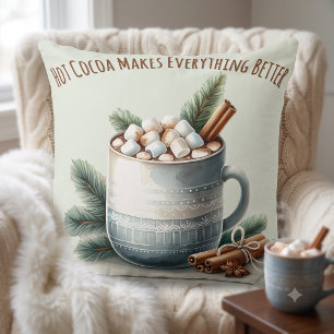 Cojín Decorativo Escena de taza de malvavisco de cacao invernal aco