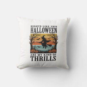 Cojín Decorativo Escena de terror de bruja vintage de Halloween Gra