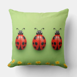 Cojín Decorativo 🐞 Escena de trío de mariquitas Personaje Decoraci