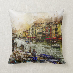 Cojín Decorativo Escena del Canal de Venecia Pintura