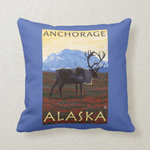 Cojín Decorativo Escena del caribú - Anchorage, Alaska
