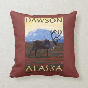 Cojín Decorativo Escena del caribú - Dawson, Alaska