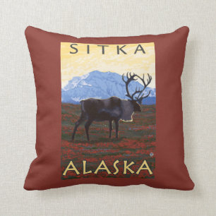 Cojín Decorativo Escena del caribú - Sitka, Alaska