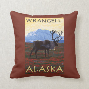 Cojín Decorativo Escena del caribú - Wrangell, Alaska