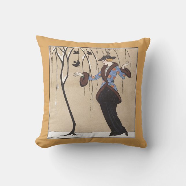 Cojín Decorativo Escena del invierno del art déco (Anverso)