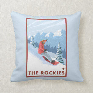 Cojín Decorativo Escena del Snowboarder - los Rockies