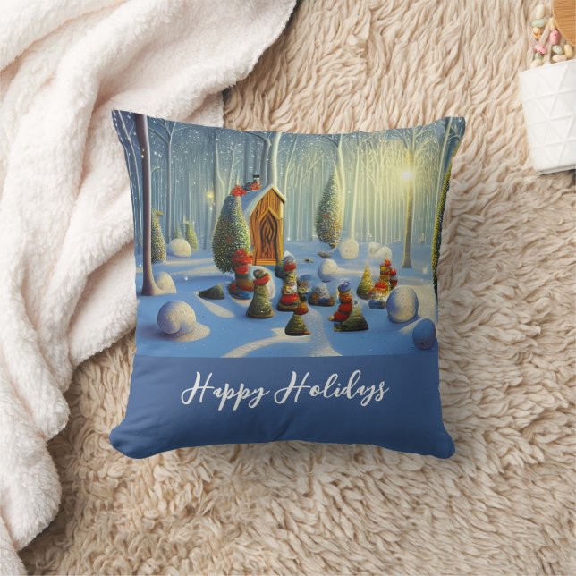 Cojín Decorativo Escena forestal de Navidades caprichosos (Manta)