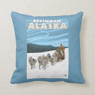 Cojín Decorativo Escena Sledding del perro - Ketchikan, Alaska