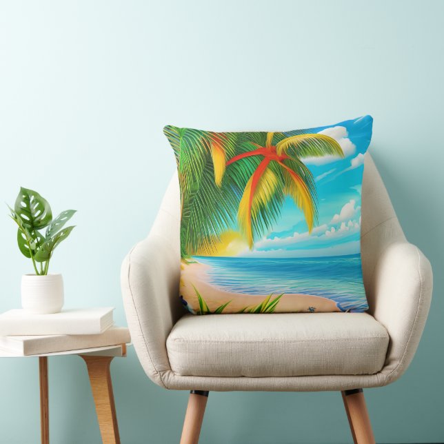 Cojín Decorativo Escenario Tropical Beach Palm Tree (Silla)