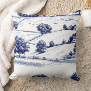 Cojín Decorativo Escenas pastorales francesas de toile azul