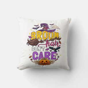 Cojín Decorativo Escoba Pelo No Importa Halloween Sombrero de Bruja