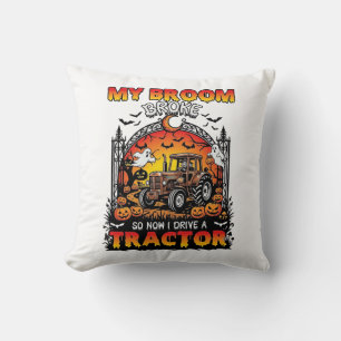 Cojín Decorativo Escoba Rompió Tractor Halloween Bruja Fantasmas_1