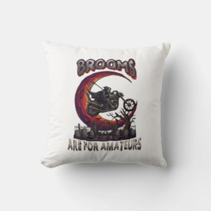 Cojín Decorativo Escobas Aficionados Motorista Grim Reaper Hallowee