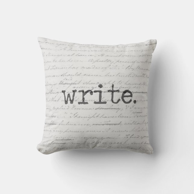 Cojín Decorativo Escribir, manuscrito motivacional de Jane Austen (Anverso)