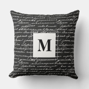 Cojín Decorativo Escritura a mano Monograma Escritores INICIALES De