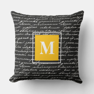 Cojín Decorativo Escritura a mano Monograma Escritores INICIALES De