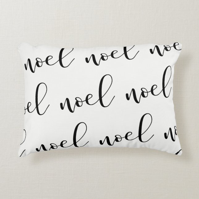 Cojín Decorativo Escritura blanco y negro del navidad de Noel el | (Anverso)